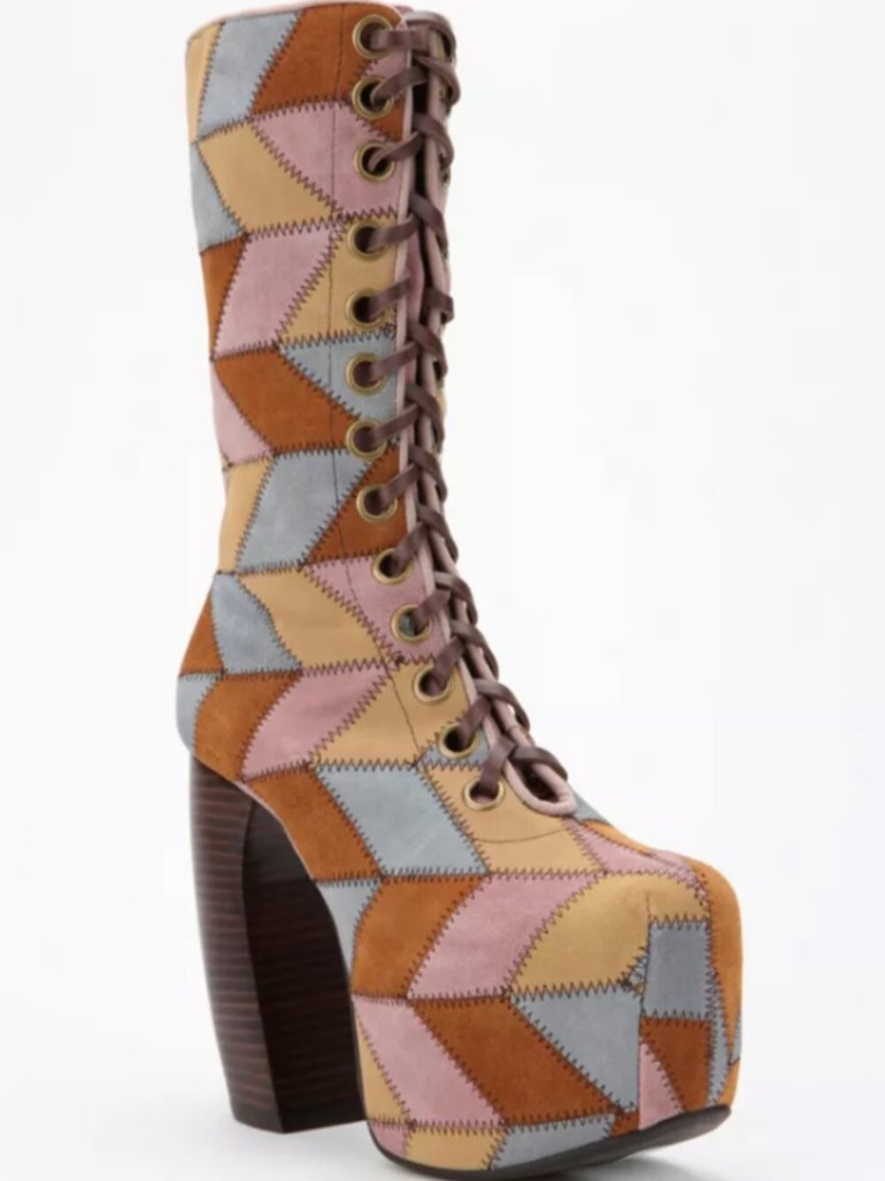 *RARE* Jeffrey Campbell PICKFORD Platform Patchwork Boots! Size 8.5, best for 8! - Picture 15 of 16